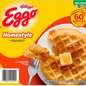 Evaxo Eggo Homestyle Waffles - Frozen, 60 Waffles