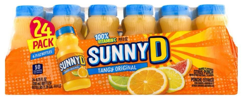 SUNNY D Tangy Original Orange Flavored Citrus Punch, 6.75 oz, 24 Count