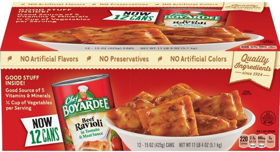 Branded Chef Boyardee Beef Ravioli 15 oz. 12 Pk. - No Artificial Flavor