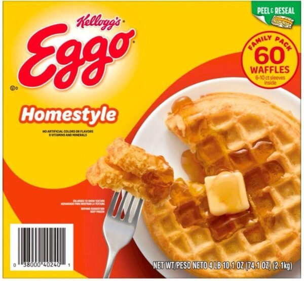 Evaxo Eggo Homestyle Waffles - Frozen, 60 Waffles